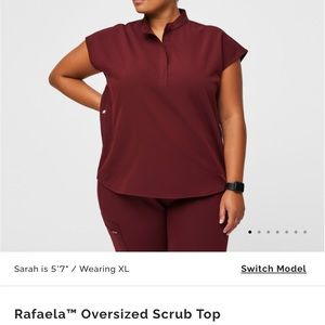 Rafaela XXS Burgandy Scrub Top